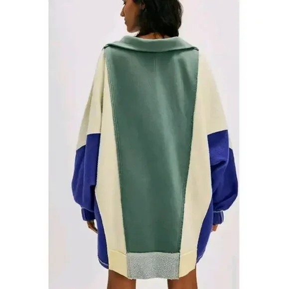 Free People Sidewalk Sweatshirt in Mallard Combo Size Large EUC *READ - Picture 3 of 8